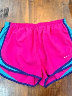 Nike Women’s Bright Pink Athletic Shorts with Blue Trim